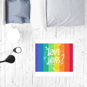 Love Wins Sublimation Rug / Pet Feeding Mat (size: 80 x 80 cm)