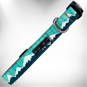 nowcap Mountain Dog Collars (Color: Wintergreen Snowcap Mtn, size: L 1" width fits 14-25" neck)