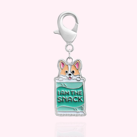 "I Am The Snack" Dog Collar Charm (Color: silver)