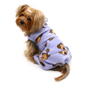 Silly Monkey Front Sleeveless Fleec Pajamas (Color: lavender, size: S)